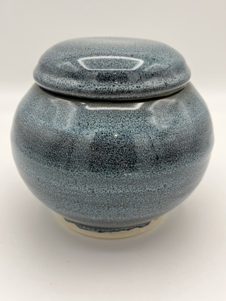 Blue Oil Spot Lidded Container