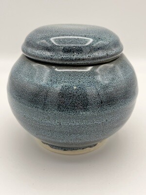 Blue Oil Spot Lidded Container