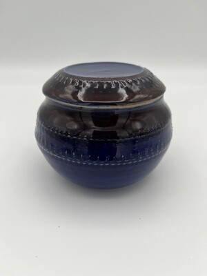 Small Cobalt Blue and Red Detailed Lidded Container