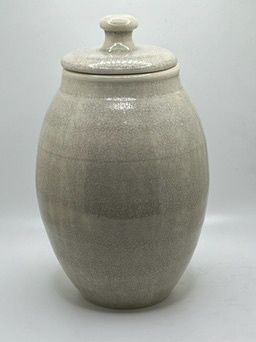 White Crackle Large Lidded Vase
