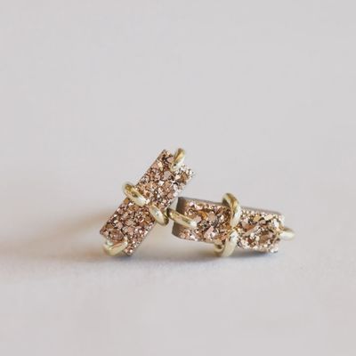 Druzy Bar - Rose Gold - Gold Earrings