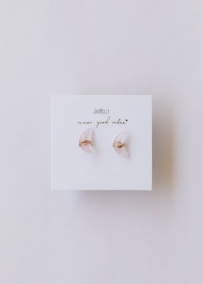Wire Wrapped Moon - Rose Quartz - Earrings