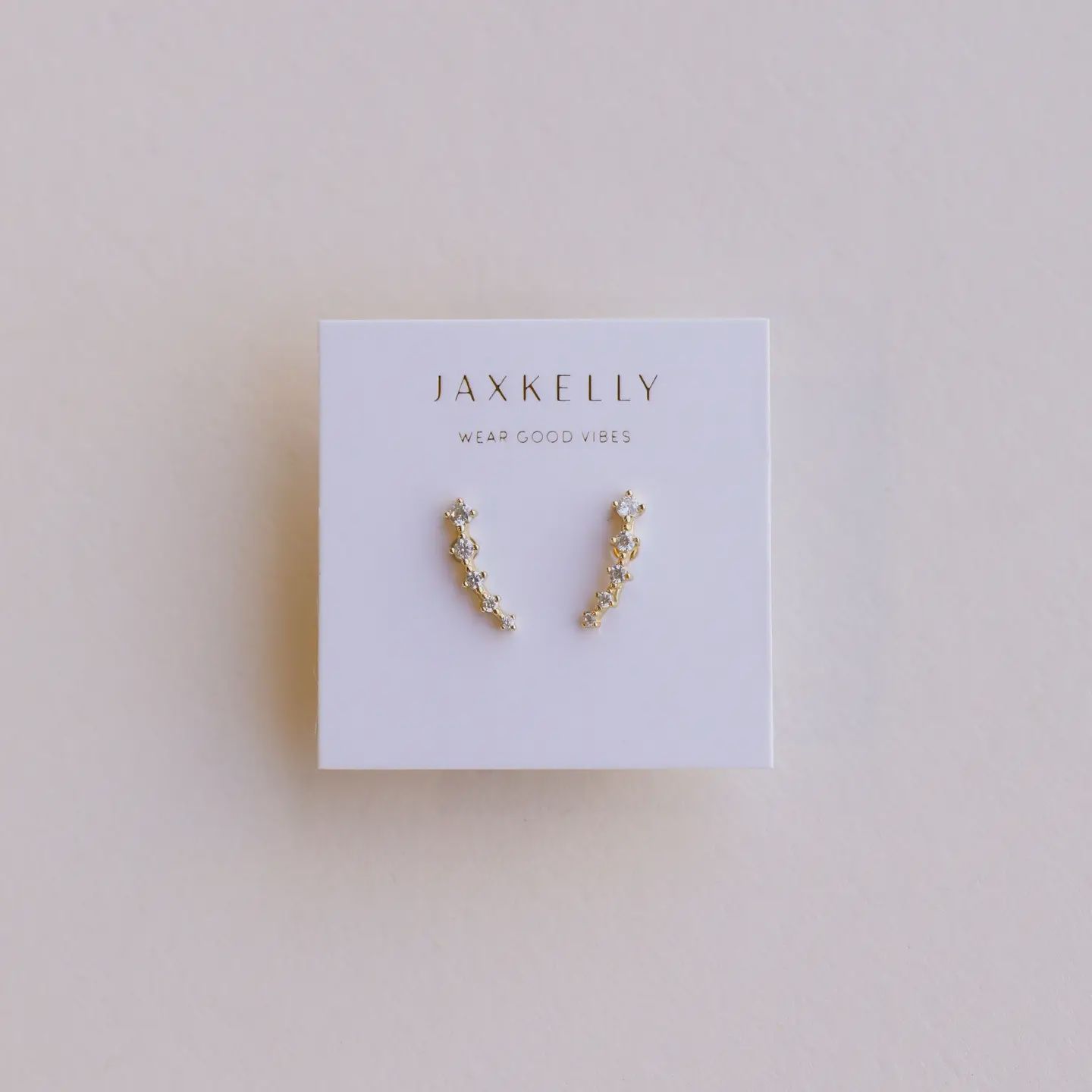 Crawler - White Cz - Gold Earrings