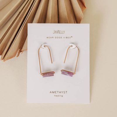 Drop - Amethyst - Gold Earrings