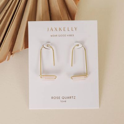 Drop - Rose Quartz - Gold Earrings