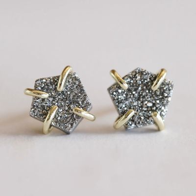 Druzy Prong - Silver - Earrings
