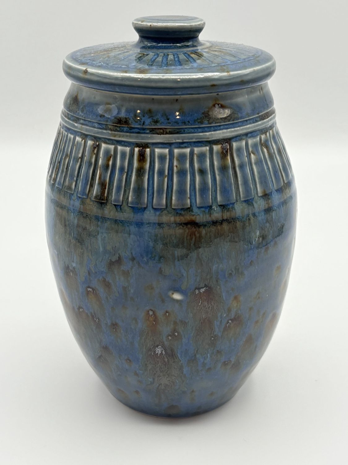 Textured Blue Lidded Jar