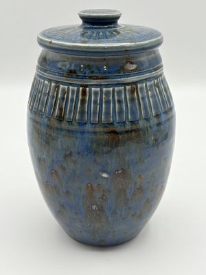 Textured Blue Lidded Jar