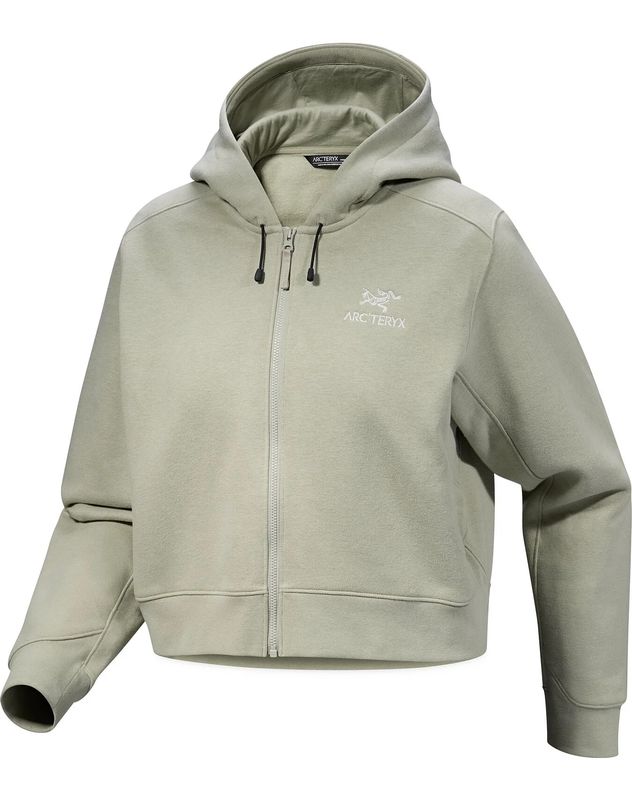 Emblem Fleece Full Zip Crop Hoody W
