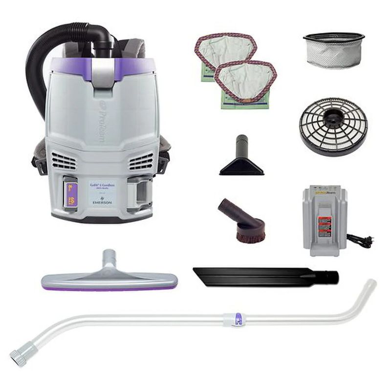 ProTeam GoFit 3 Cordless 8Ah Backpack Vacuum w/ Xover Telescoping Wand Kit (107100)