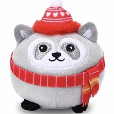 Christmas Mini Plush Raccoon (Cap &amp; Scarf)