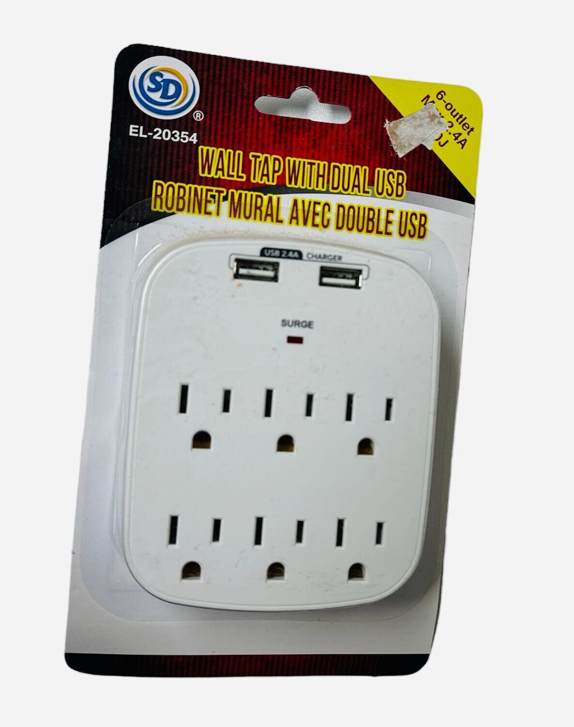 Wall Tap With Dual USB (6-outlet Max 2.4A)