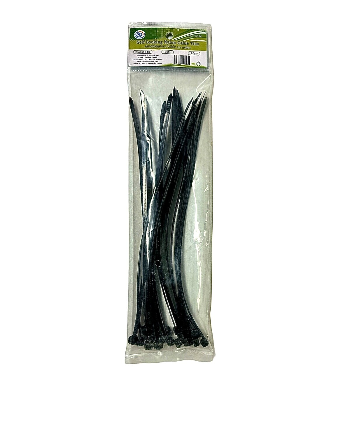 Self Locking Nylon Cable Ties (10 in) (20pc) (Black)