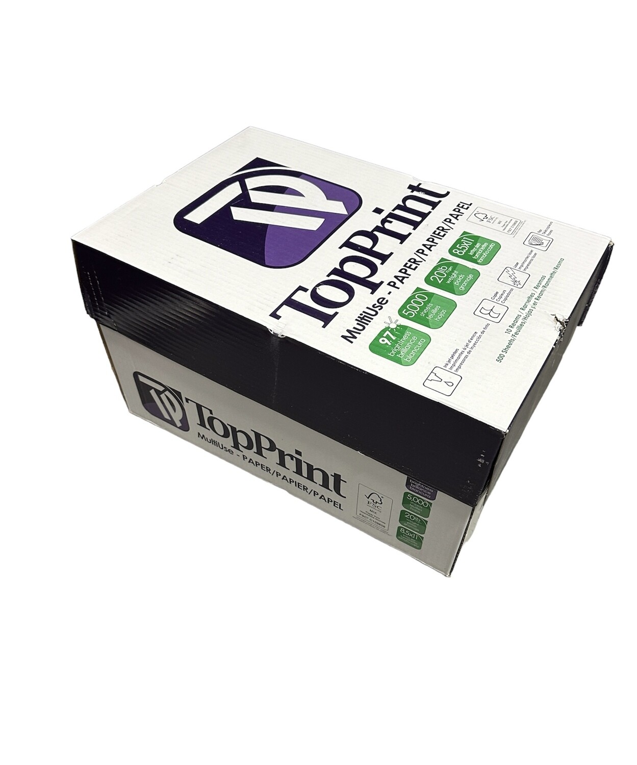 TopPrint MultiUse - PAPER 5000 Sheets (10 Reams) 8.5x11 Letter Size , 97 brightness