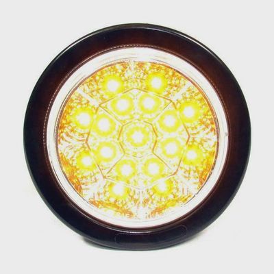 4&quot; Amber Round Tail/Turn Led Light With 17 Leds, Clear Lens And Chromed Reflector