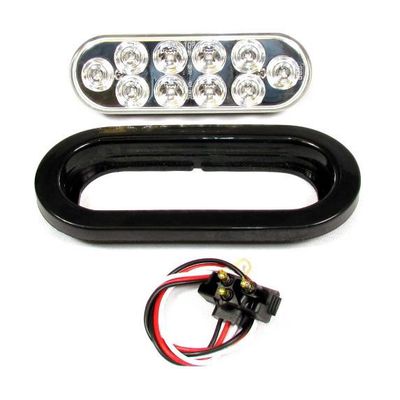 6&quot; Red Oval Marker/Tail/Stop/Turn Led Light With 10 Leds And Clear Lens