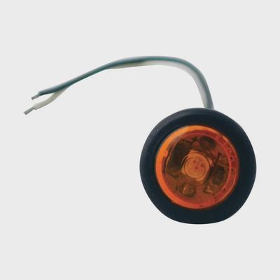 3/4&quot; Amber Round Clearance/Marker Flat Led Light With 1 Led And Amber Lens