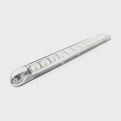 17&quot; X 1-3/8&quot; Amber Led Light Bar With 11 Leds, Clear Lens And Chromed Reflector