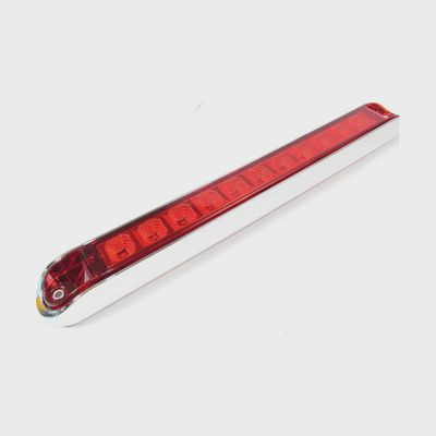 17-6/8&quot; X 2-1/8&quot; Red Led Light Bar With 11 Leds, Red Lens And Chromed Bezel