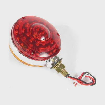 Chrome Round Pedestal Led Light With 48/40 Amber/Red Leds And Amber/Red Lens