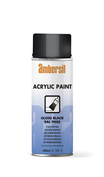 Ambersil 20182-AA Acrylic Paint Gloss Black RAL 9005 400ml