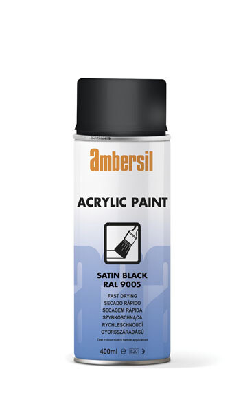 Ambersil 32060-AA Acrylic Paint Satin Black RAL 9005 400ml