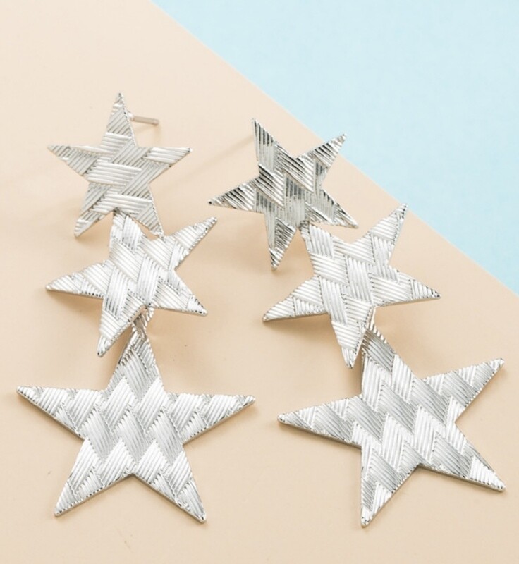 Aretes de Estrella Plateados
