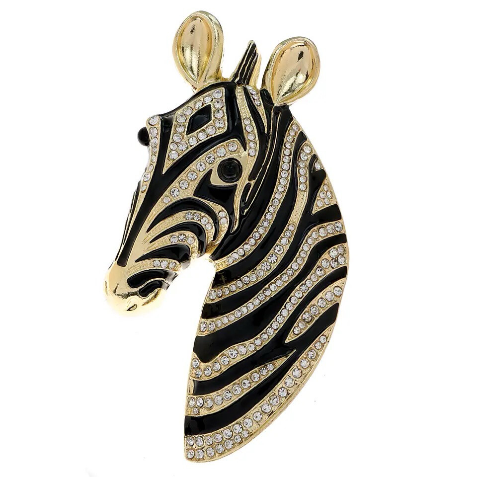 Black&amp;Gold Zebra Brooch
