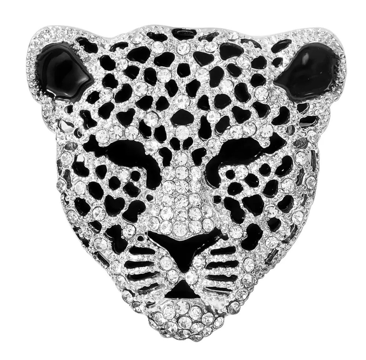 Silver silhouette Tiger Brooch