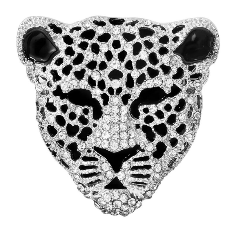 Silver silhouette Tiger Brooch