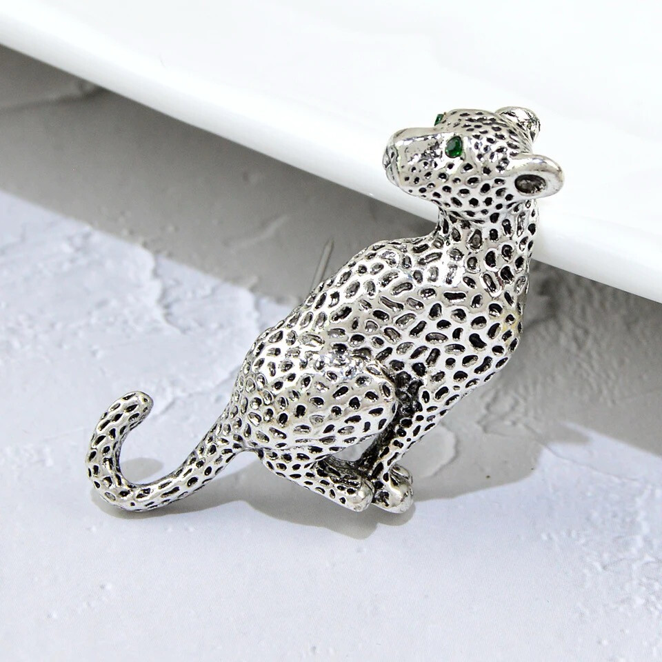 Silver Mini Leopard Brooch