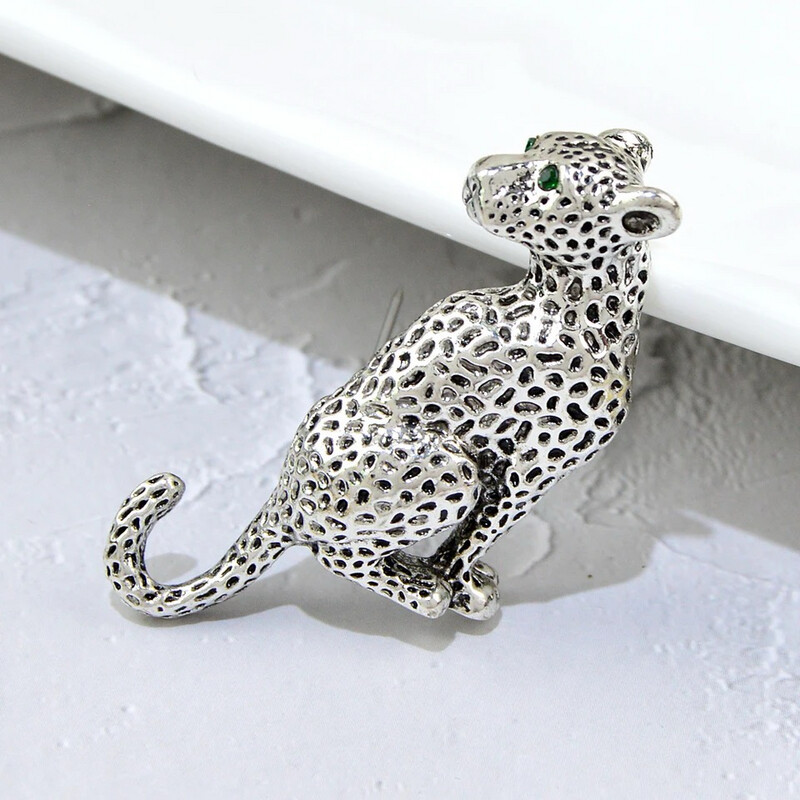 Silver Mini Leopard Brooch