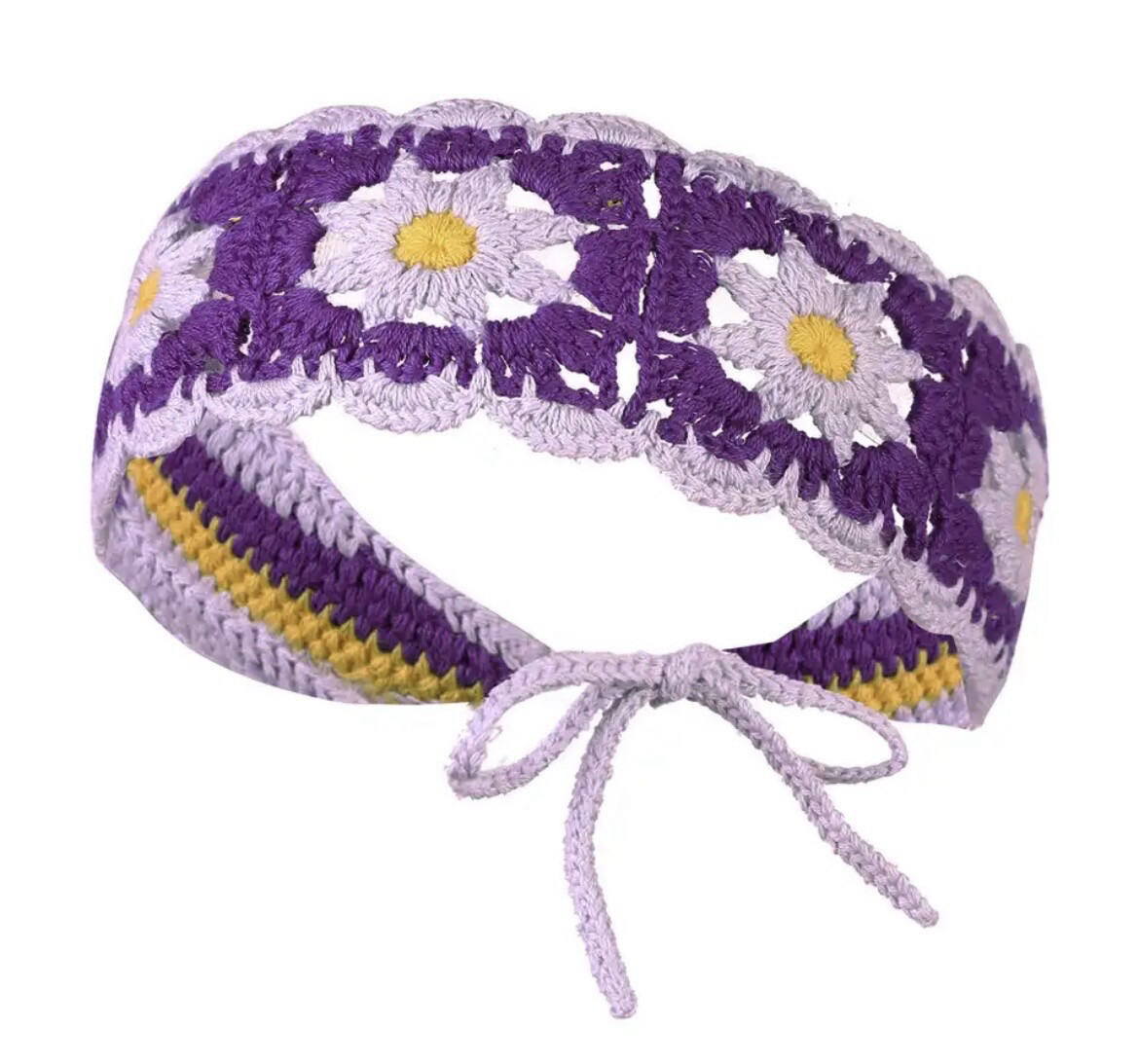 Purple Crochet Flower Headband