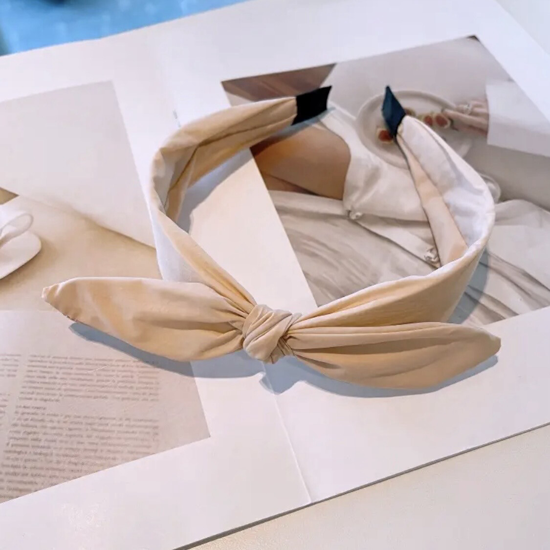 Beige Bow Headband