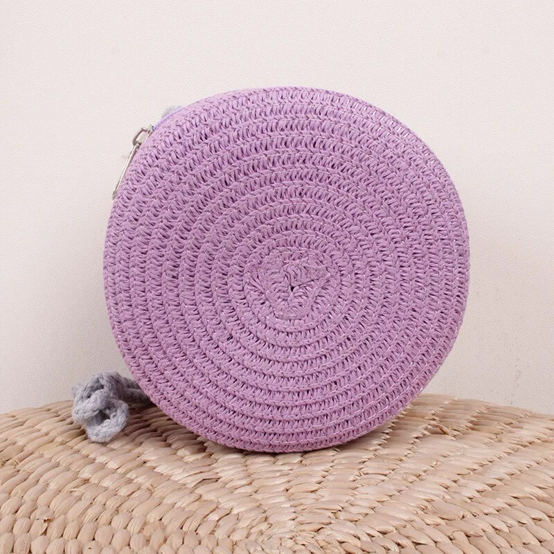 Lila Raffia Circle Bag