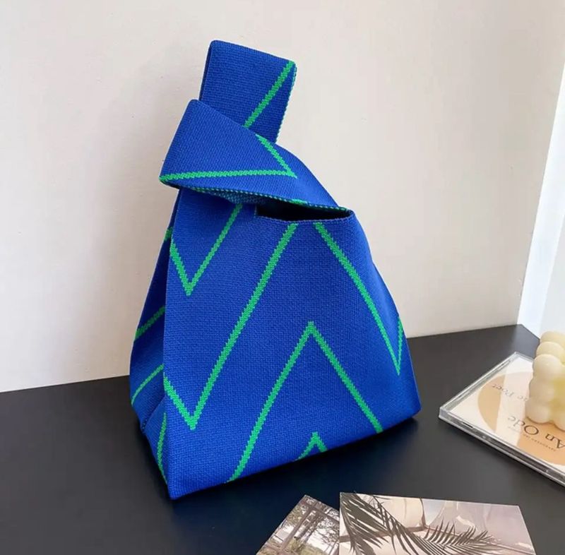 Blue Knitted Tote Bag