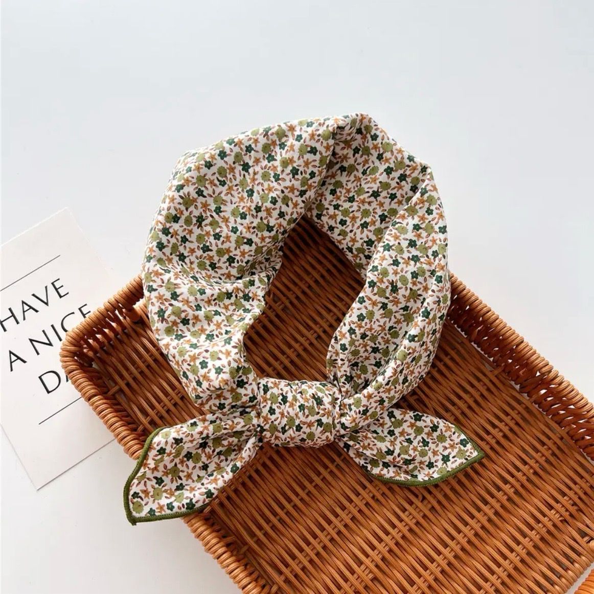 Olive Green Flowers Scarf