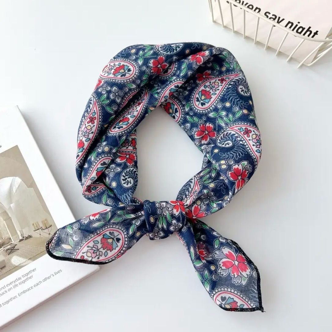 Blue Red Flowers Scarf