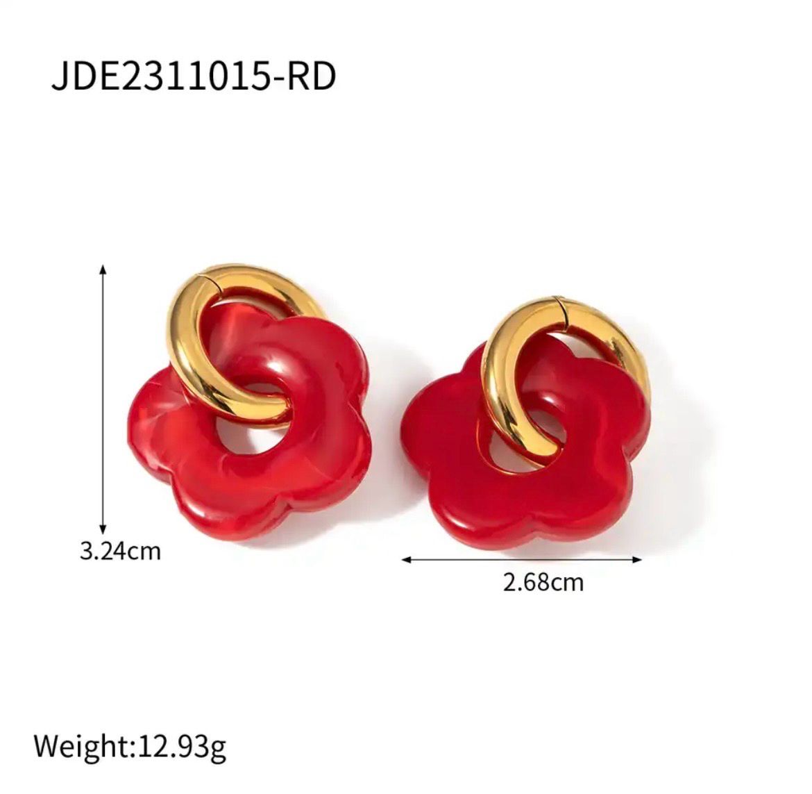 Red Flower Earring