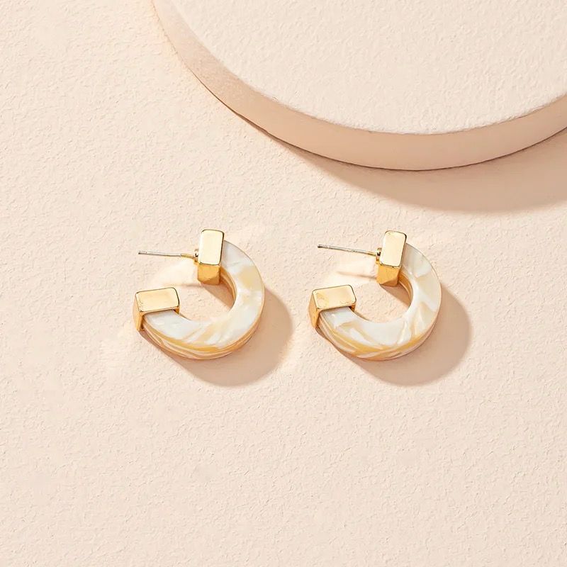 Beige Animal Print Acrylic Earrings