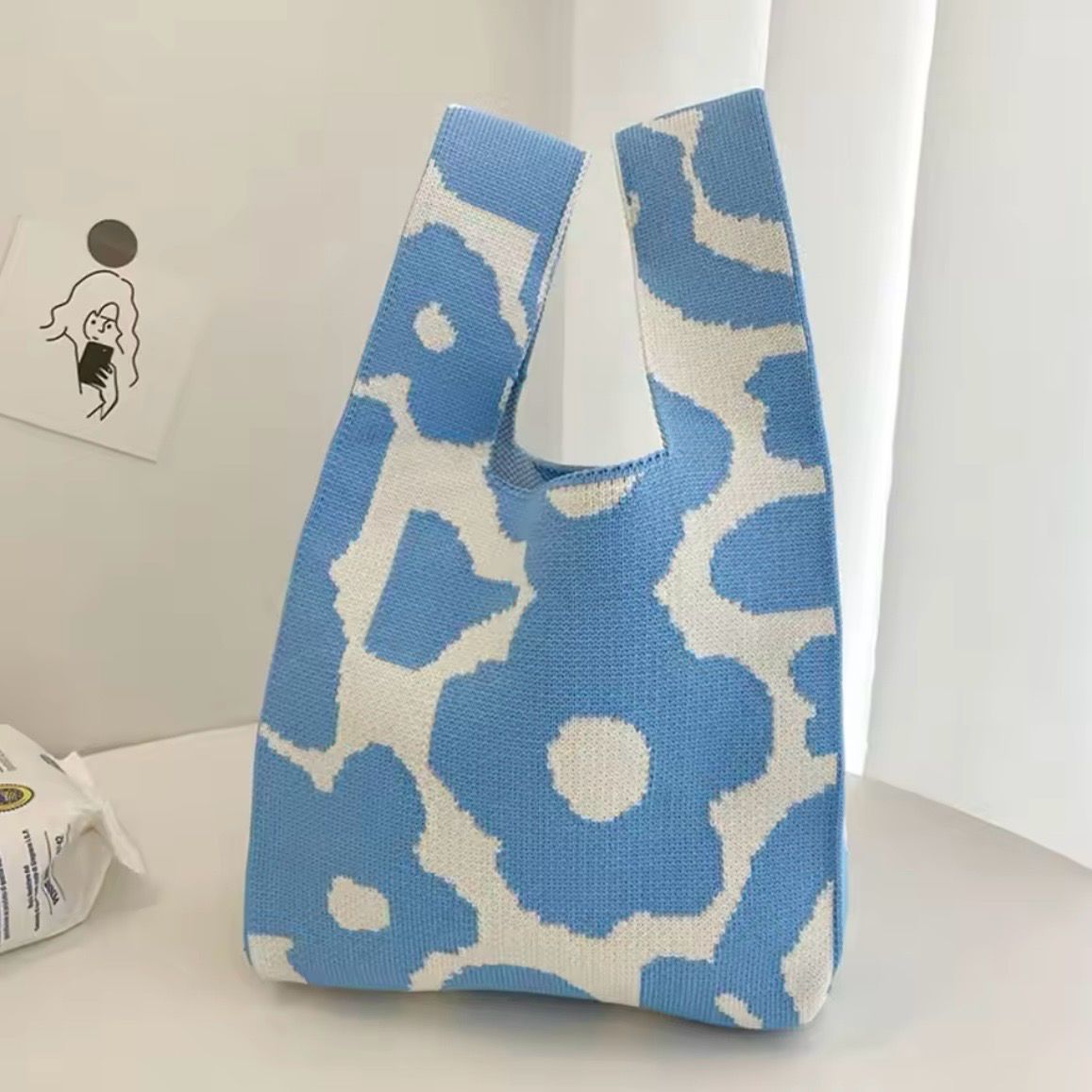 Tote Bag Floreada Celeste