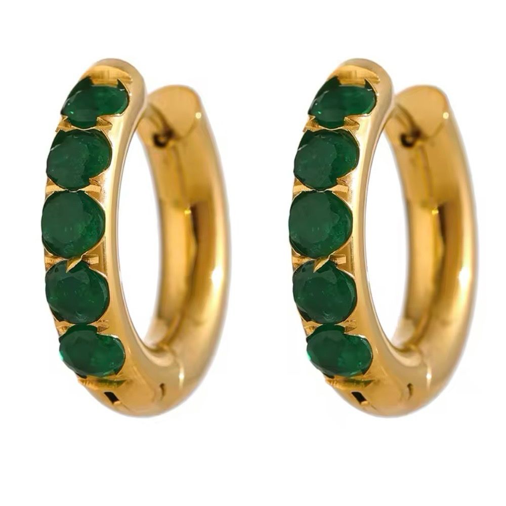 Argollas con piedritas verdes