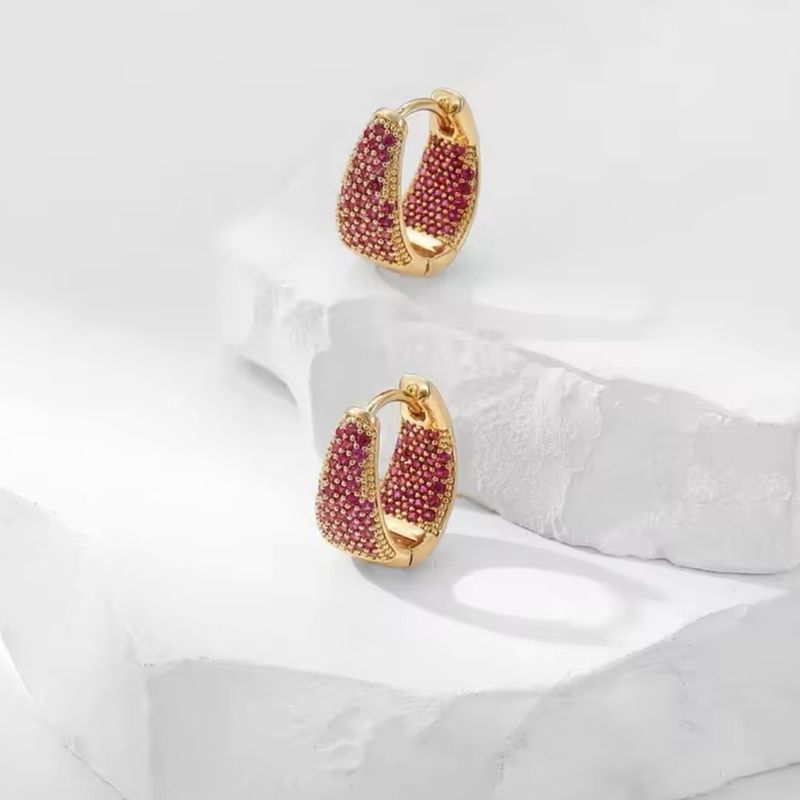 Argollas zirconias Fucsia