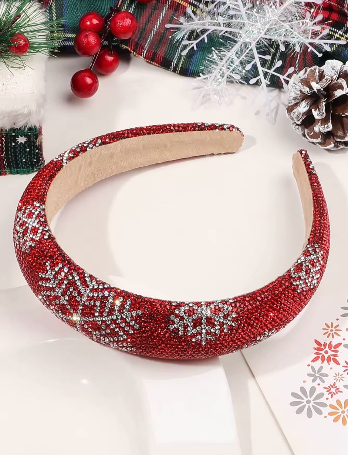 Christmas Snowflakes Red Headband