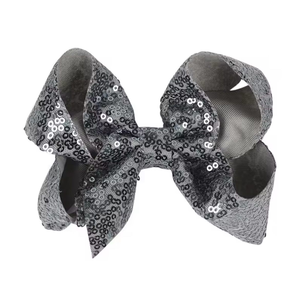 Black Gray Sequin Hairbow