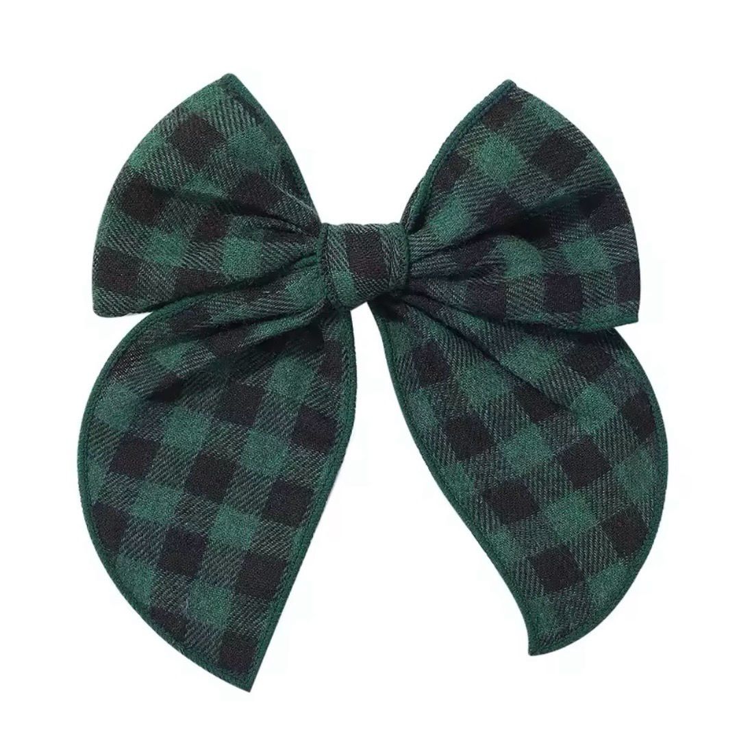 Green Buffalo Check Hairbow