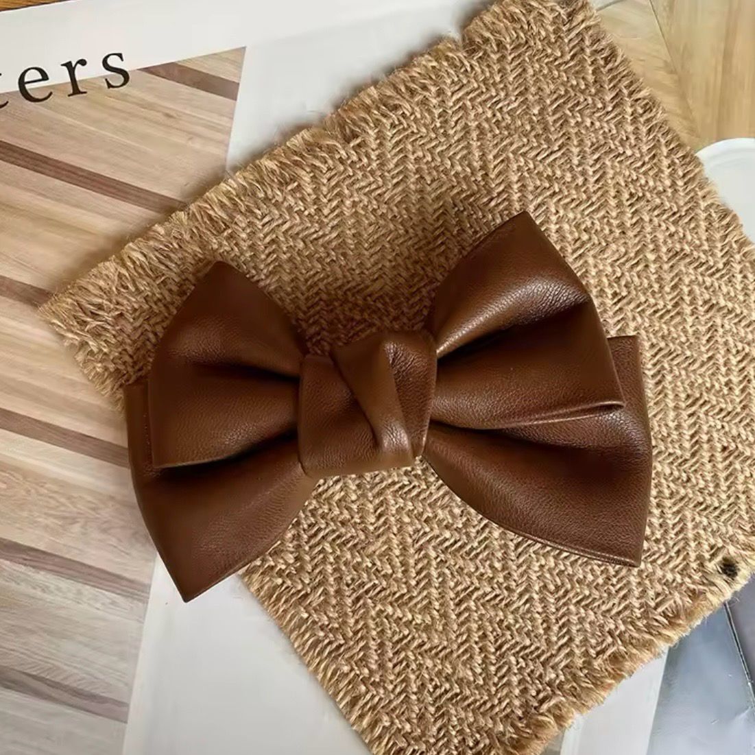 Coffee Leather Hairbow