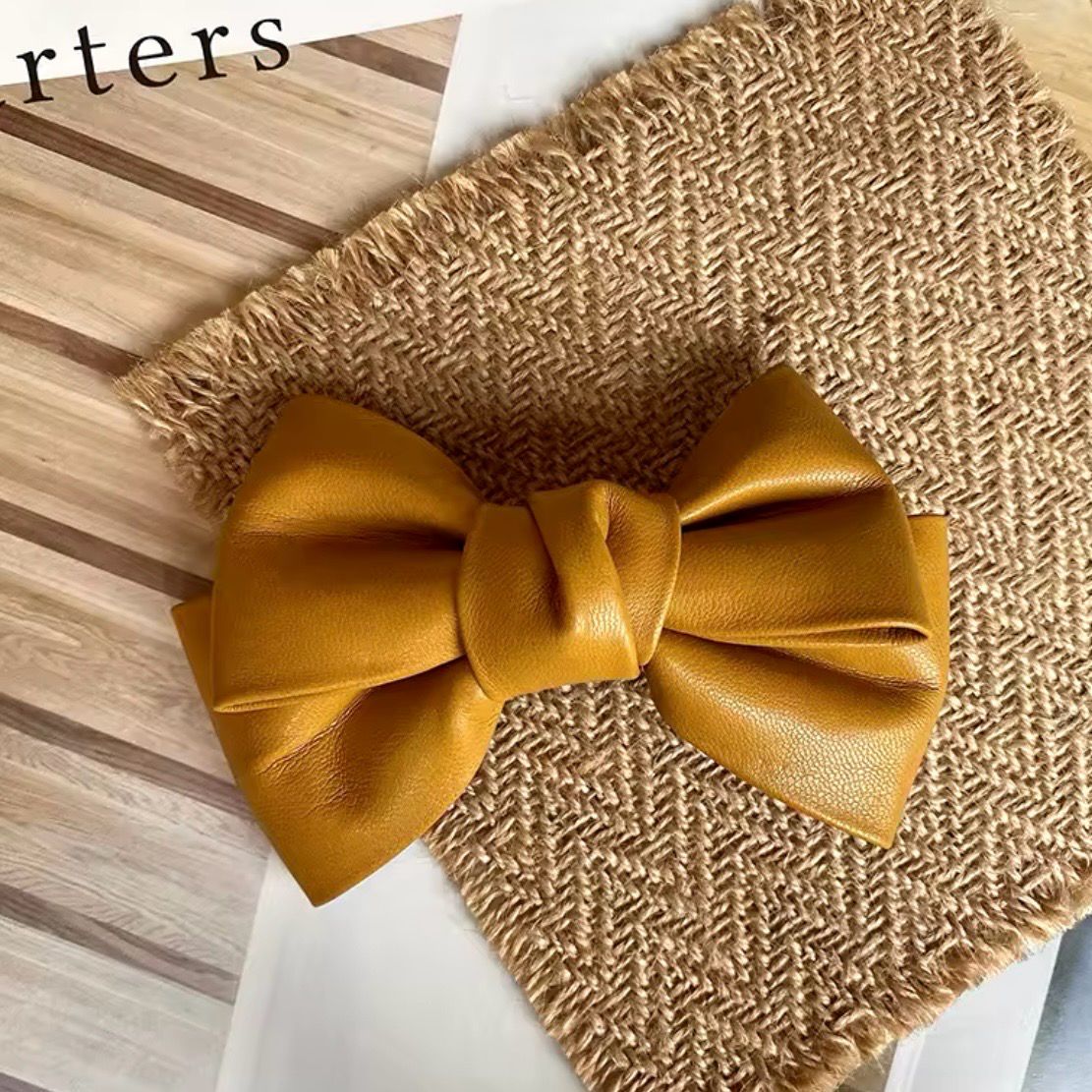 Mustard Leather Hairbow