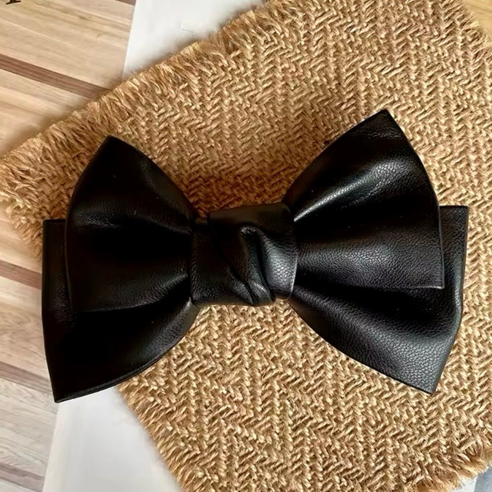 Black Leather Hairbow