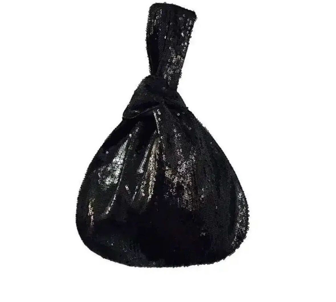 Sequin Knot Pouch Black